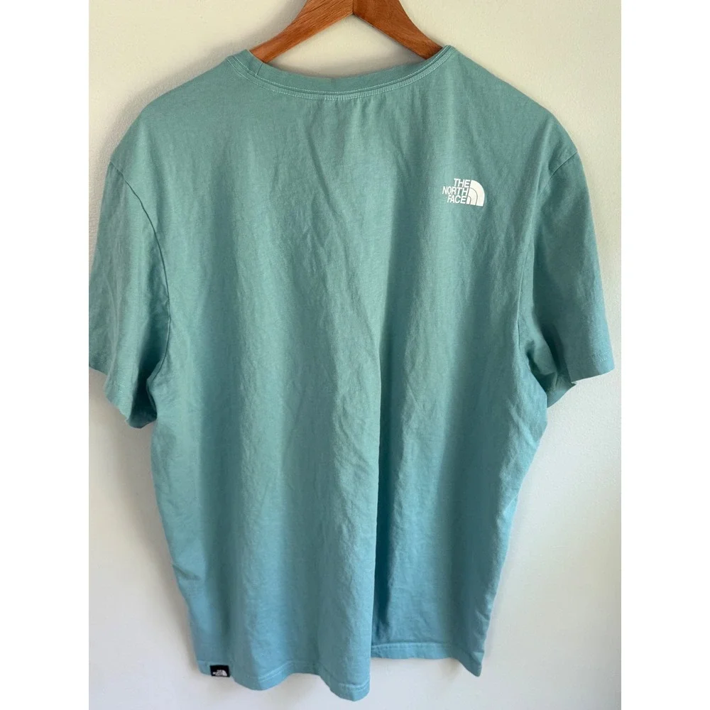 The North Face Mens XXL Never Stop Exploring Graphic T-Shirt Teal Blue Cotton